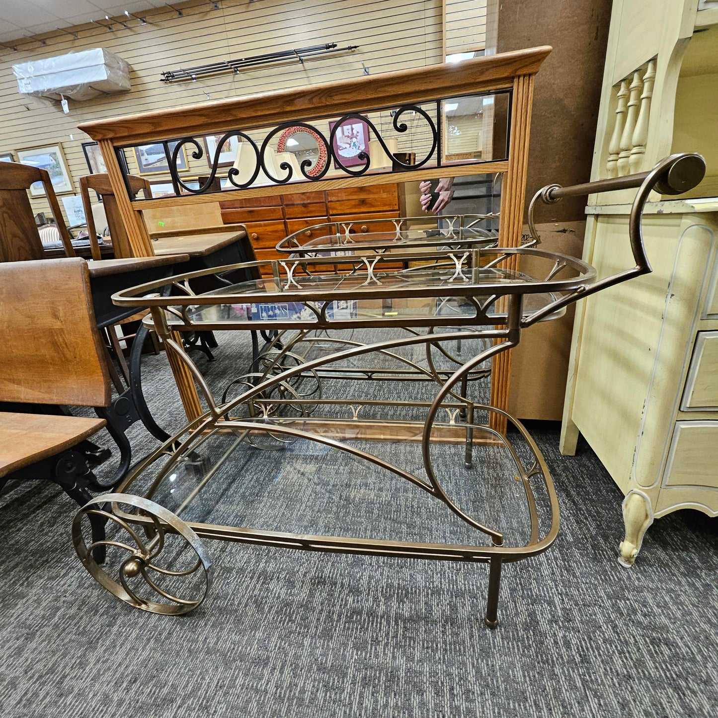 Metal Bar Cart on Wheels