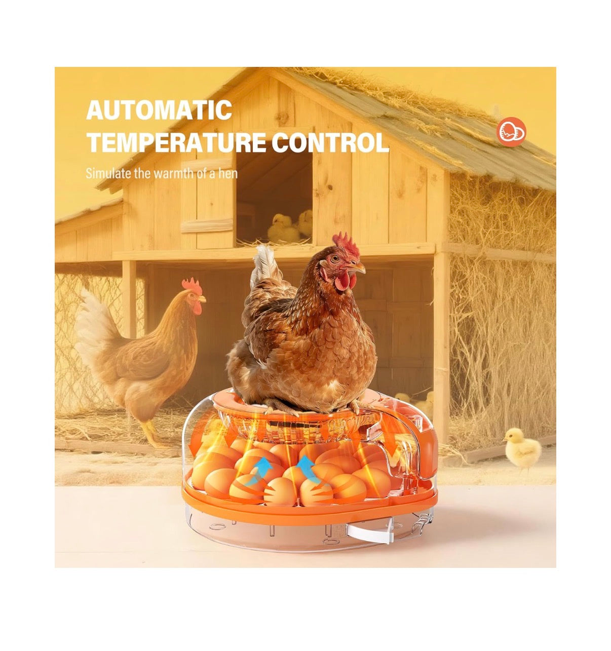 26 Incubators for Hatching Eggs Smart Voice Control Incubator with Auto Temp Humidity Automatic Egg Turning 360 Degrees View Built In Egg Candler and Chick Holding Area for Chickens, Ducks, Goose, and Quail Eggs (Orange/White) (New in Box)