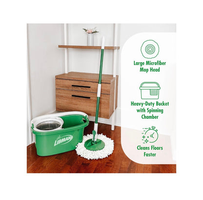 Libman Tornado Spin Mop System Mop and Bucket with Wringer Set Mop for Floor Cleaning 1 Mop Head Included (New in Box)