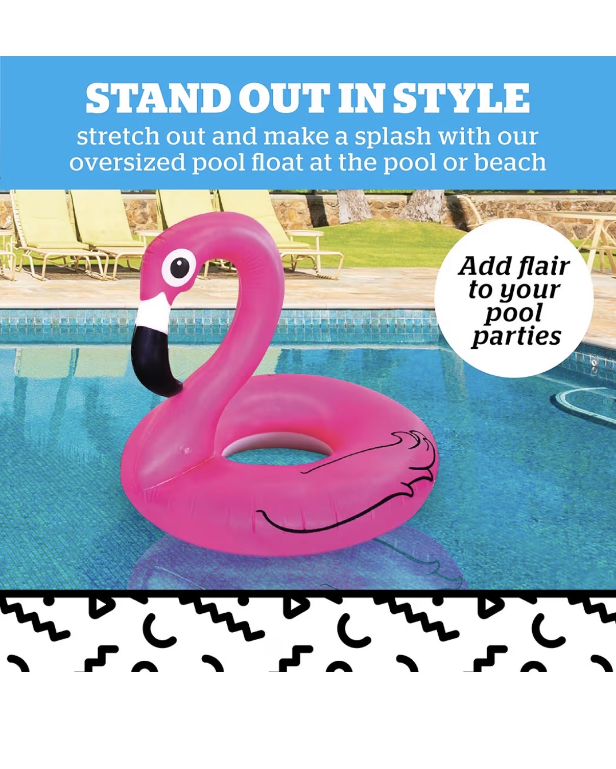 Giant Animal Pool Float, Inflatable Floatie Tube, Blow Up Swim Ring, Outdoor Summer Pool Party Water Toy (Pink Flamingo) (New in Box)