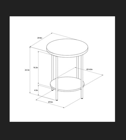 Wood and Metal Small Round Side Table (Natural Finish) (Assembly Required) (New in Box)