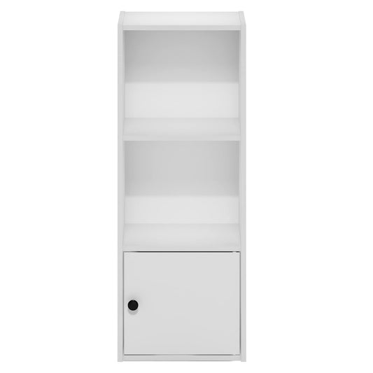 White 2-Shelf Bookcase with 1-Door (New)