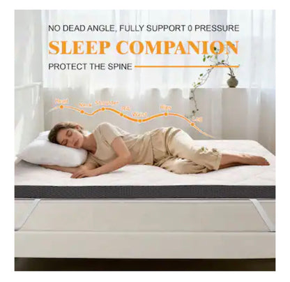 3 Inch Twin Sized Memory Foam Mattress Topper - Pressure Relief Toppers with Washable Cover and High-Density Foam (White) (New in Box)