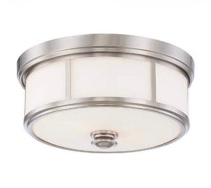 Minka Lavery Harbour Point 13.5 inch polished nickel indoor 2- light flush mount light with etched glass