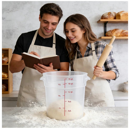2 Pack Food Storage Container with Lid, 16 Quart Commercial Storage Box with Scale & Handle, Cake Making, Dough, Marinating Meat, Kitchen Supplies Round 16 Quart (New in Box)
