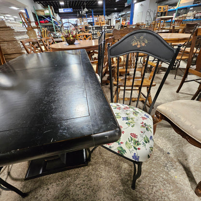 Black Dining Table W/ 4 Metal Chairs