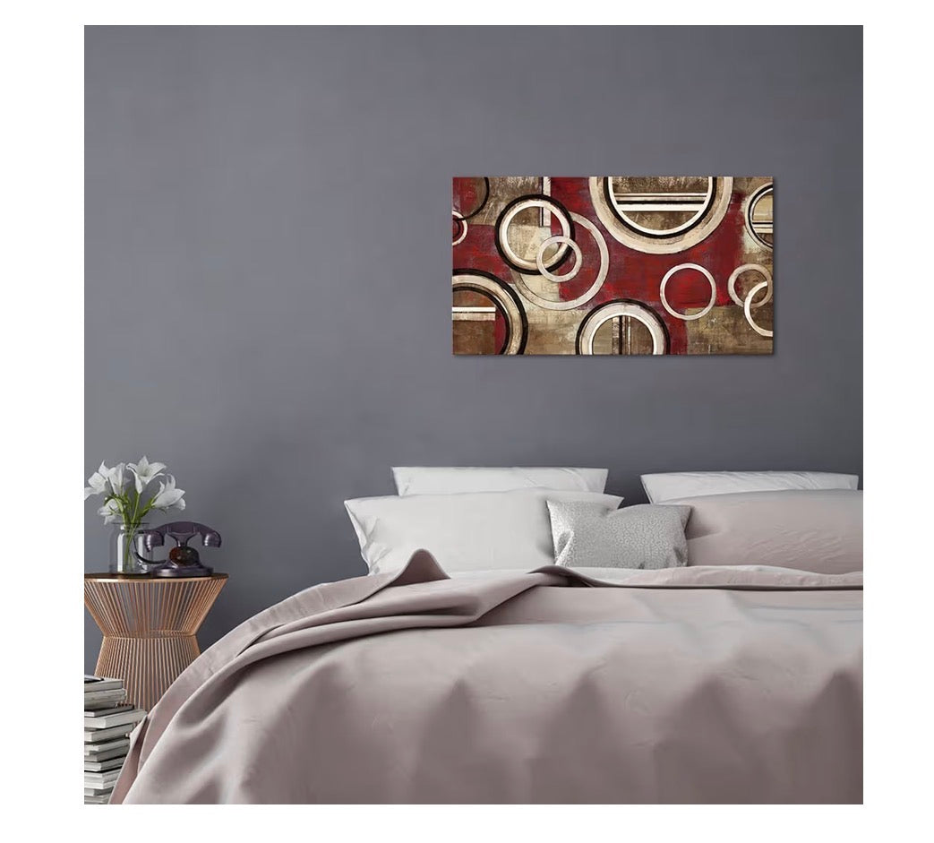Saypeacher Burgundy Wall Art Red and Tan Pictures Large Abstract Wall Art for Living Room 20 X 36 Inches