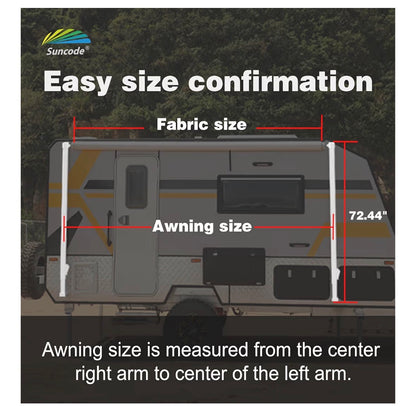Suncode RV Awning for RV, Camper and Travel Trailers-Manual RV Awning Complete Kit, Manuel Camper Awning, RV Roll out Awning 20ft X 8ft White Frame & Silver Fade (New in Box)