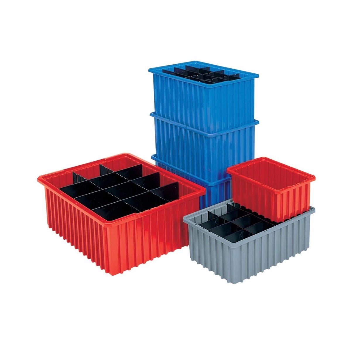 Akro-Mils-Blue Plastic Slotted Dividable Modu Boix Stackable Grid Storage Tote Container 16 1/2 Inch Length X 10 7/8 Inch Width X 4 Inch Height (12 Pack) (New in Box)