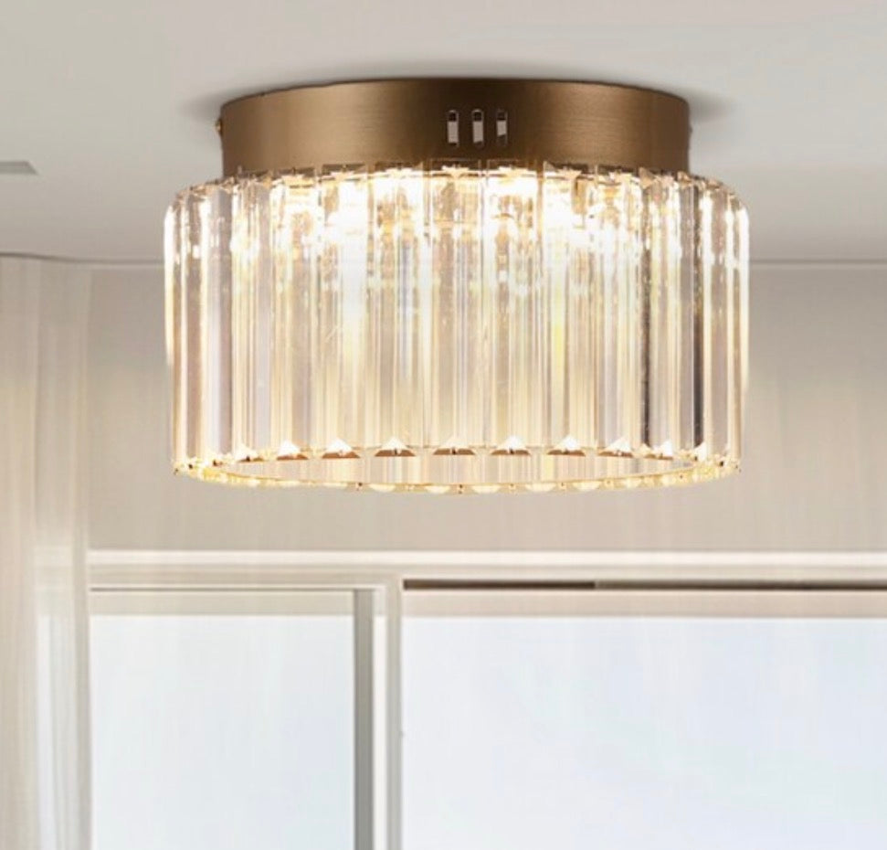 10 inch gold cylinder 1 light dimmable LED flush mount ceiling light