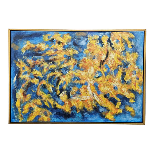 Signed Abstract Painting on Canvas by Hato