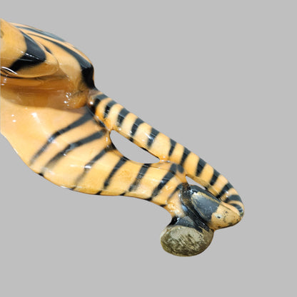 13" Vintage Ceramic Mid Century Tiger Statue