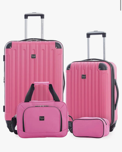 Travelers Club Midtown Hardside 4 Piece Luggage Travel Set (Color: Bubble Gum)