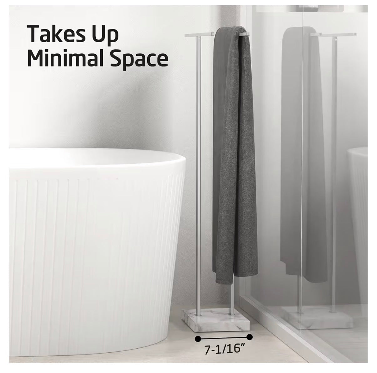 KES Standing Towl Rack Taller Version 37 Inch Height Bathroom Towel Rack Stand with Marble Base, Free Standing Towel Holder Stand (Stainless Steel Brushed Finish) (New in Box)