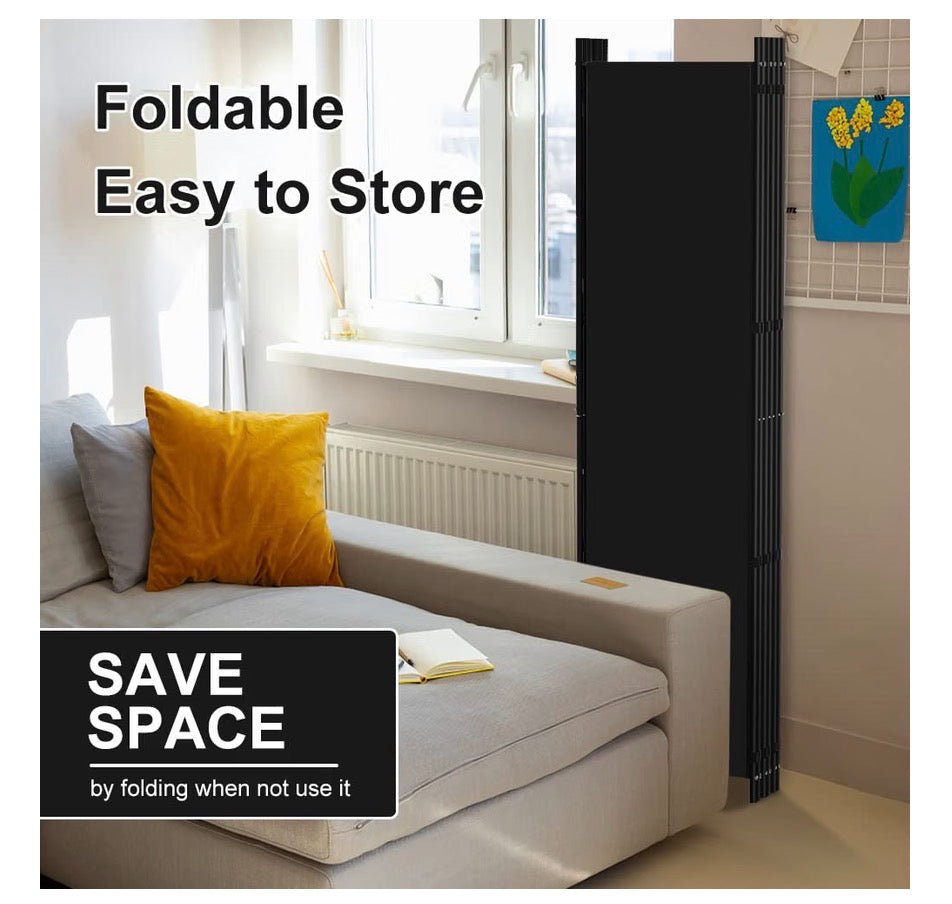 Kokorona 6 Panel Room Divider, 6 Ft. Tall Folding Privacy Screen Wall Dividers, Portable Privacy Screen Freestanding Room Divider for Room Separation Included Cover Strips 120 Inch Width x 72 Inch Height (Black)