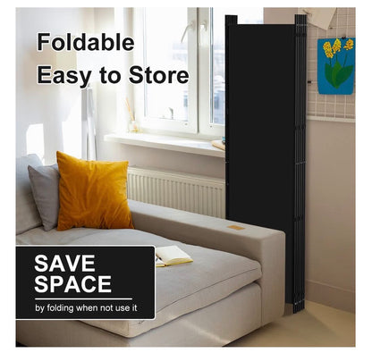 Kokorona 6 Panel Room Divider, 6 Ft. Tall Folding Privacy Screen Wall Dividers, Portable Privacy Screen Freestanding Room Divider for Room Separation Included Cover Strips 120 Inch Width x 72 Inch Height (Black)