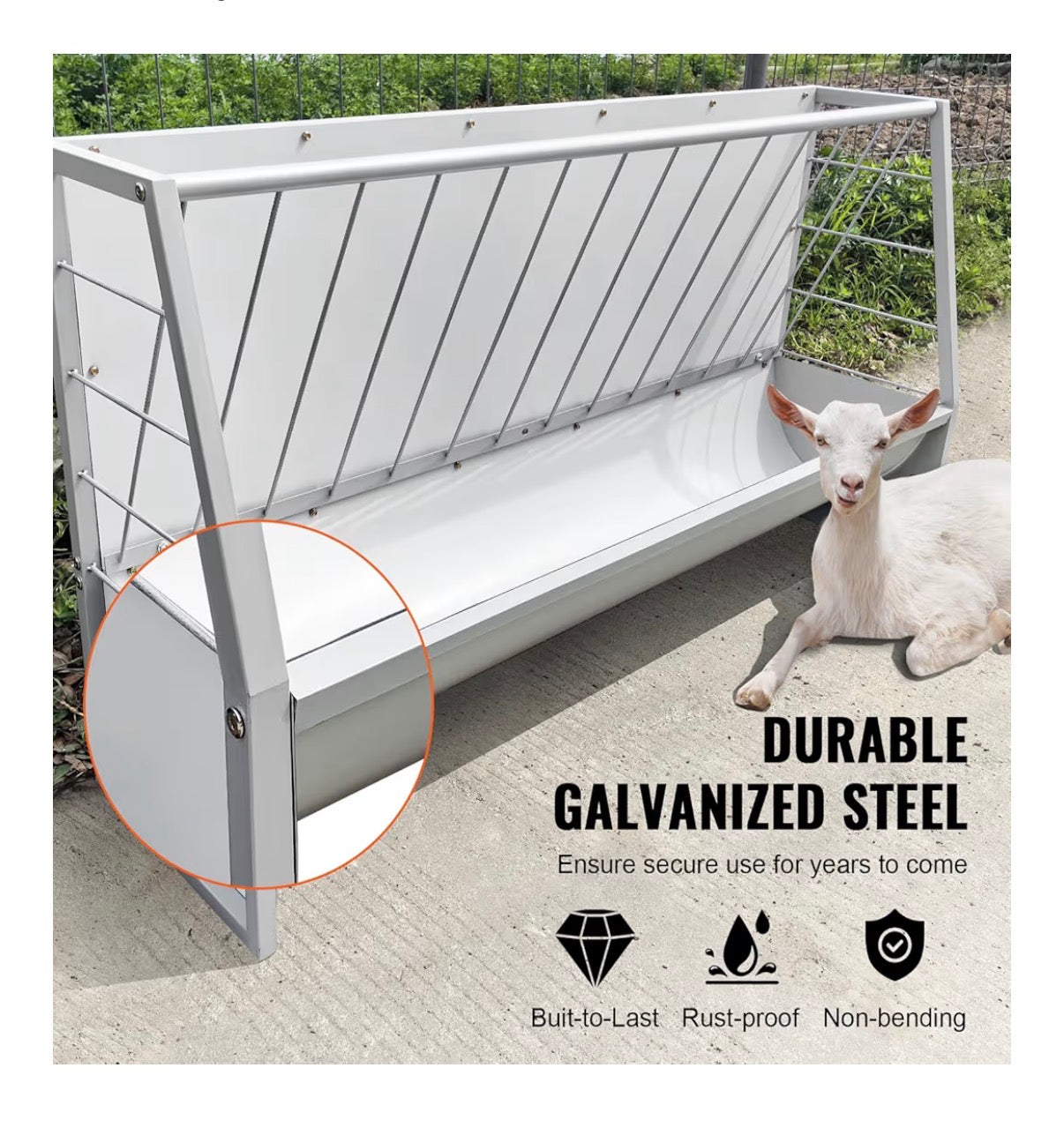 5ft Pasture Hay Feeder, Heavy Duty Galvanized Steel Livestock Hay Feeder, Outdoor Pasture Feeder for Sheep, Goats, Pony and Miniature Horses (New in Box)