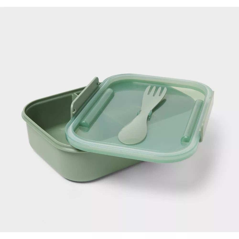 Green Plastic Bento Box with Utensil - Room Essentials™