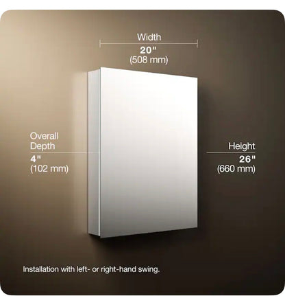 Embark 20 Inch X 26 Inch Surface/Recessed Mount Anodized Aluminum Mirrored Rectangle Medicine Cabinet (New in Box)