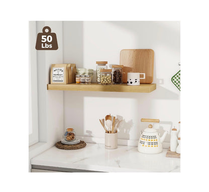 Deep Floating Shelves, 32 Inch Width X 12 Inch Depth Oak Wall Shelves, 32 Long Rustic Wood Wide Storage Shelves for Bedroom, Kitchen, Farmhouse, Laundry room, and Office Set of 3 (New in Box)