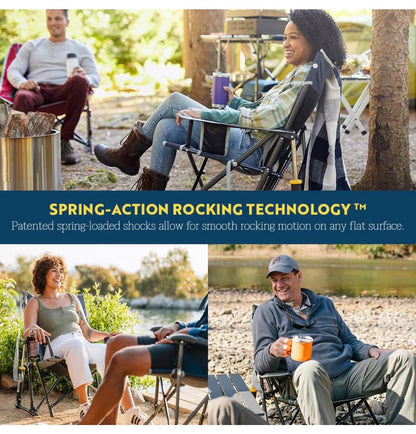 GCI Outdoor Kickback Rocker Camping Chair Portable Folding Rocking Chair with Durable Armrests, Drink Holder & relaxed Lowered Seat for Comfort (Red) (New in Box)