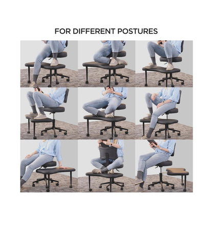 Meditation Chair Cross Legged ADHD Office Chair for Adults: Wheels Ergonomic Back Support and Leg Rest for Multi Position Criss Cross Sitting Kneeling Fidgeting and Yoga, Height Adjustable (Black) (New in Box; needs to be assembled)