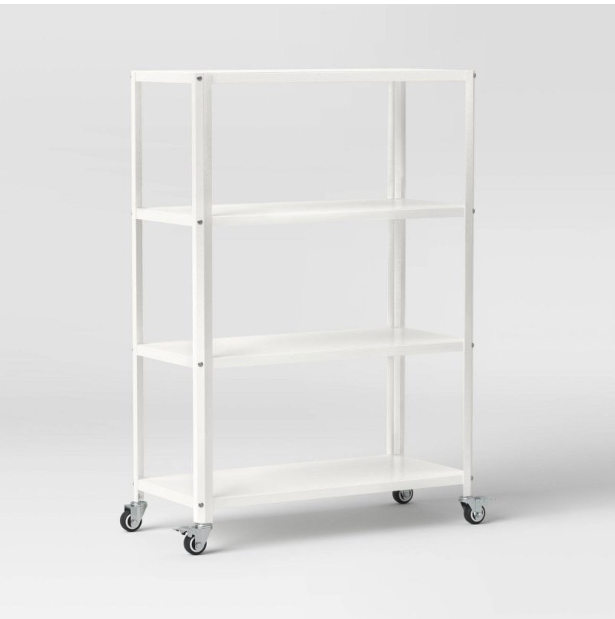 Room Essentials 44 inch 4 Shelf Rolling Metal Bookcase Chalk White