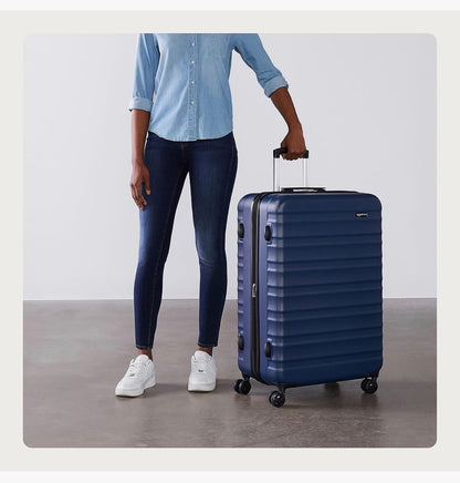 Amazon Basics 30 Inch Hardside Large Checked Luggage with Multi-Directional Wheel, Expandable for Up to 15% More Space, Scratch-Resistant Hardshell (Navy Blue) (New in Box)