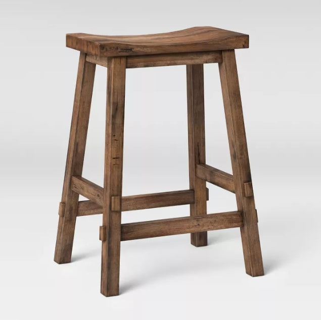 (New) Halifax 24" Farmhouse Wood Counter Height Barstool with Footrest