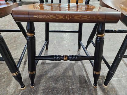 Lambert Hitchcock Ebonized and Gilt Ornate Maple Dining Chairs