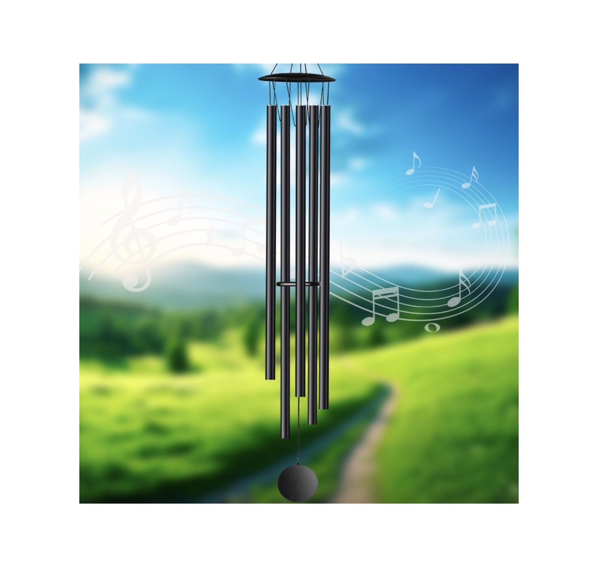 68 Inch Large Wind Chimes for Home Garden Decor, Deep Tone Wind Chines (Black) (New in Box)