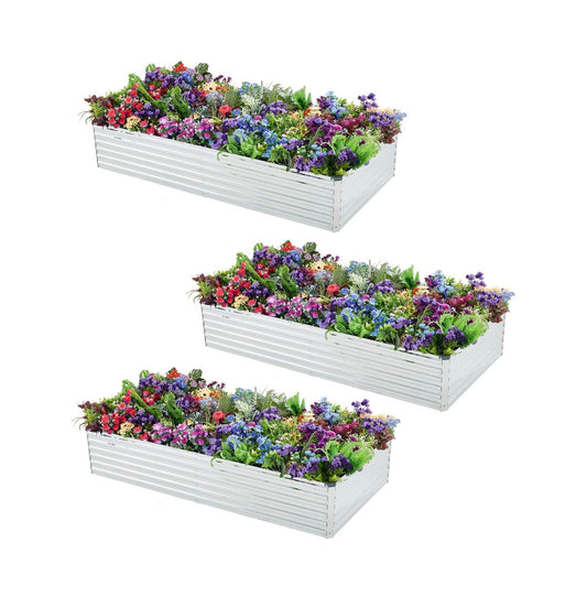 Meberam 3 Pack 6 Ft. X 3 Ft. X 1 Ft. Galvanized Raised Garden Beds Kit Outdoor Metal Gardening Planter Box for Vegetable Elevated Flower Herbs (Silver) (New in Box)