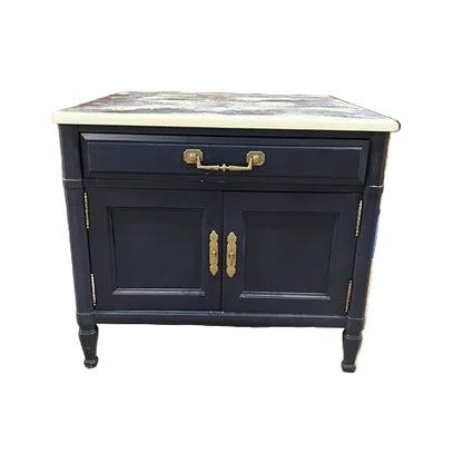 Vintage Navy Blue Nightstand