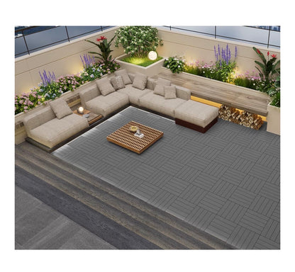 Prime Zone 54 Pieces Plastic Interlocking Patio Deck Tiles 12 Inches X 12 Inches Anti-Slip Waterproof Outdoor Flooring Decor, Floor Decking for Balcony, Backyard, Garden & Poolside, All Weather Use (Gray) (New in Box)
