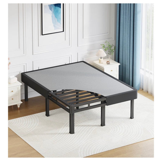 18 Inch Full All-in-One Box Spring, Metal Mattress Foundation with 9 Legs Heavy Duty 400 Lbs Capacity, Rounded Edges & Recessed Legs, Fabric Cover, Noise Free, Easy Assembly, Under-Bed Storage (New in Box)