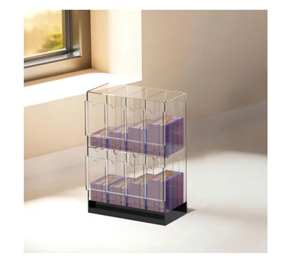 8 Slot Clear Acrylic Booster Pack Dispenser, Card Organizer with Black Base, Fits 280+ Booster Packs, 4mm Thick Display Holders for Sports, Trading Collector Cards
