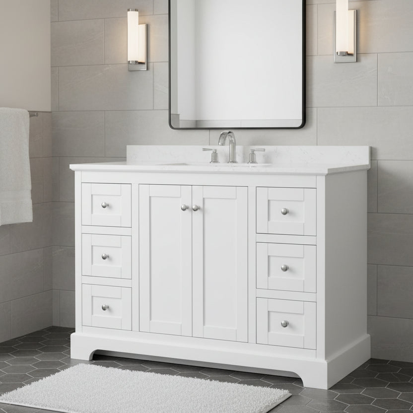 Wyndham Collection Avery 48-in White Bathroom Vanity Base Cabinet without Top