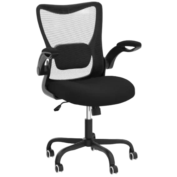 (New) Office Chair, Ergonomic Desk Chair with Adjustable Lumbar Support and Flip up Armrest, Breathable Mesh Computer Chair for Home Office, Black