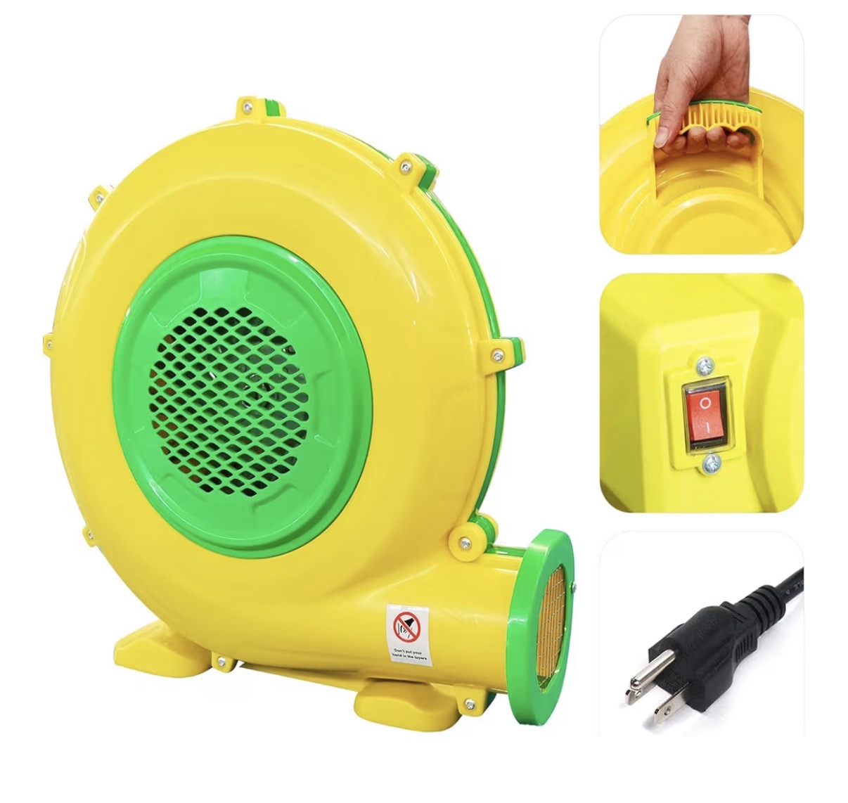 Air Blower for Inflatables, 950 Watt 1.25 HP Bounce House Bubble House Blower Electric Fan Pump, for Outdoor Inflatable Paint Booth Water Slide, Bouncy Castle, Jumper Corded (Yellow) (New in Box)