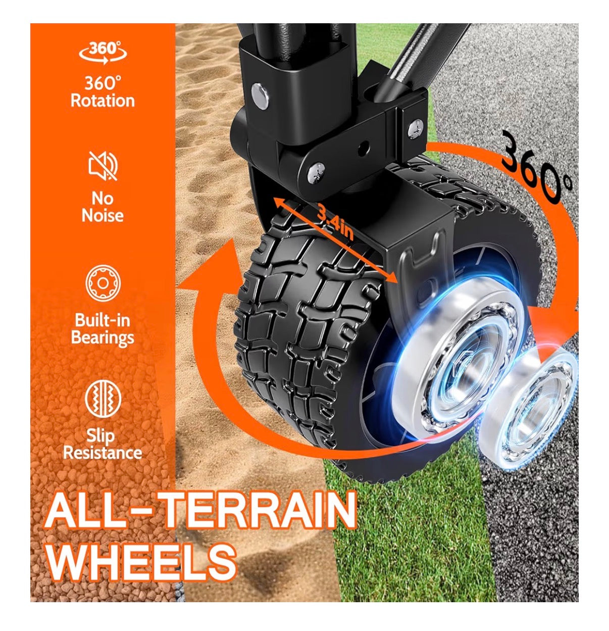 Syocyo Wagon Cart Foldable 420lbs Weight Capacity Collapsible Wagon with Big All Terrain Wheels, Heavy Duty Beach Wagon with Cup Holders for Camping, Gardening, Sports, or Groceries