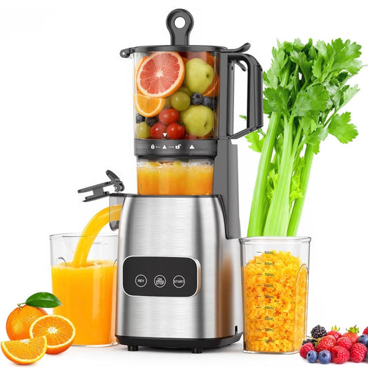 Cold Press Juicer, Advanced Touch Control Juicer Machine with 5.4-Inch-Wide Feed Chute, Quiet Motor High Juice Yield Slow Masticating Juicer for Whole Fruits & Vegetables (New in Box)