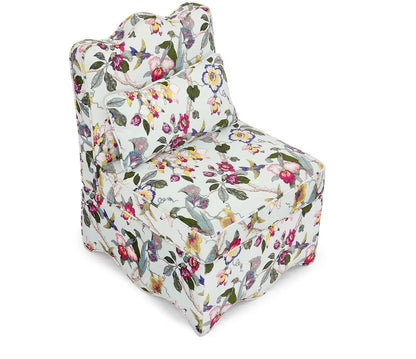 Flannel Upholstered Accent Chair-Retro Single Sofa Chair with Floral Pattern Armless Lounge Chair with Removable Cushion & Pillow (White with Floral Pattern) (New in Box)