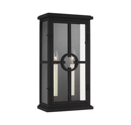 Generation Lighting Belleville Coastal 2 Light 18 Inch Height Hardwired Outdoor Wall Light (Black) (New in Box)