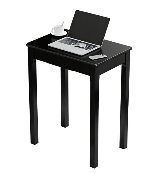 Solid Wood Desk with Drawers 24 X 16 Inch Single Narrow Desks, Rubber Wood Study Table, Small Writing Desks for Small Spaces/Bedroom Modern Black Desk (New in Box)