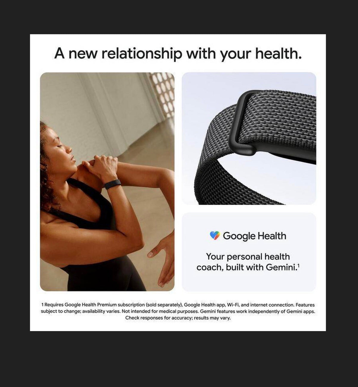 Google Fitbit Air Screenless Fitness and Health Tracker Personalized AI-Powered Coaching (Works with Android and IOS (Obsidian) (New in Box)