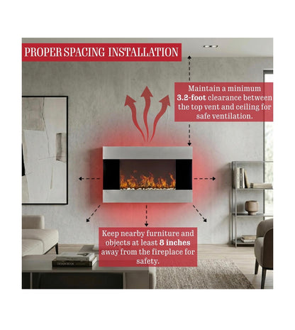 Northwest Electric Fireplace 36 Inch X 8.6 Inch X 22 Inch (Silver) (New in Box)