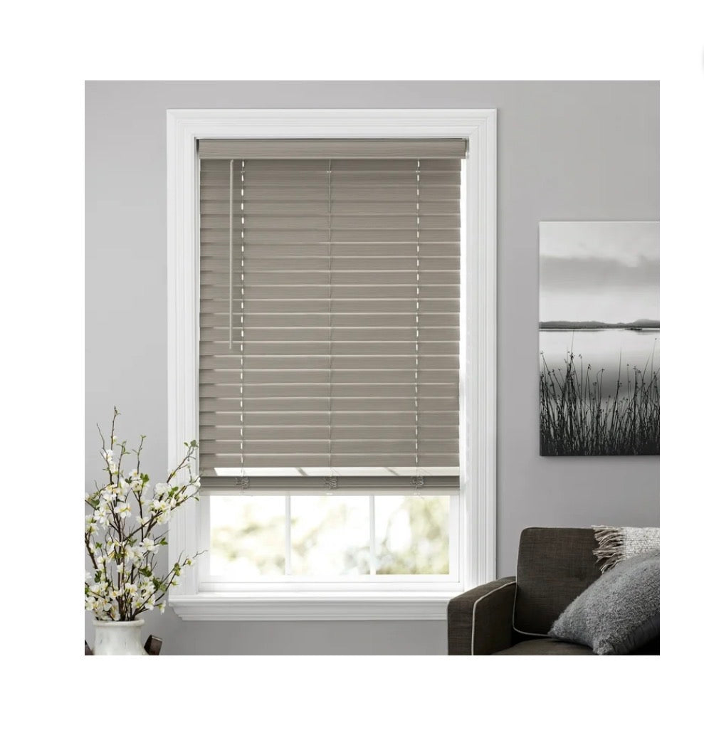 Better Homes & Gardens 2 Inch Cordless Faux Wood Horizontal Blinds 34 Inch Width X 72 Inch Length (Rustic Gray) (New in Box)