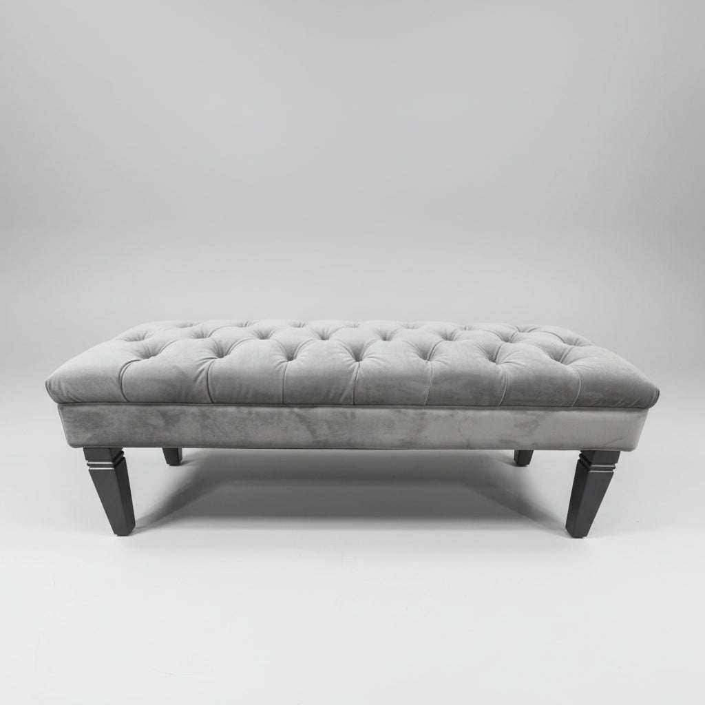 Hayworth Bella Gray Velvet Tufted Bench
