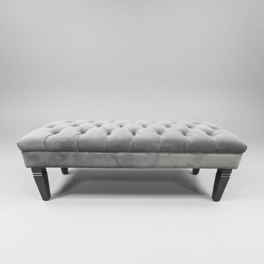Hayworth Bella Gray Velvet Tufted Bench