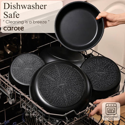 Carote 31 piece pots and pan set - non stick, detachable handle cookware- black